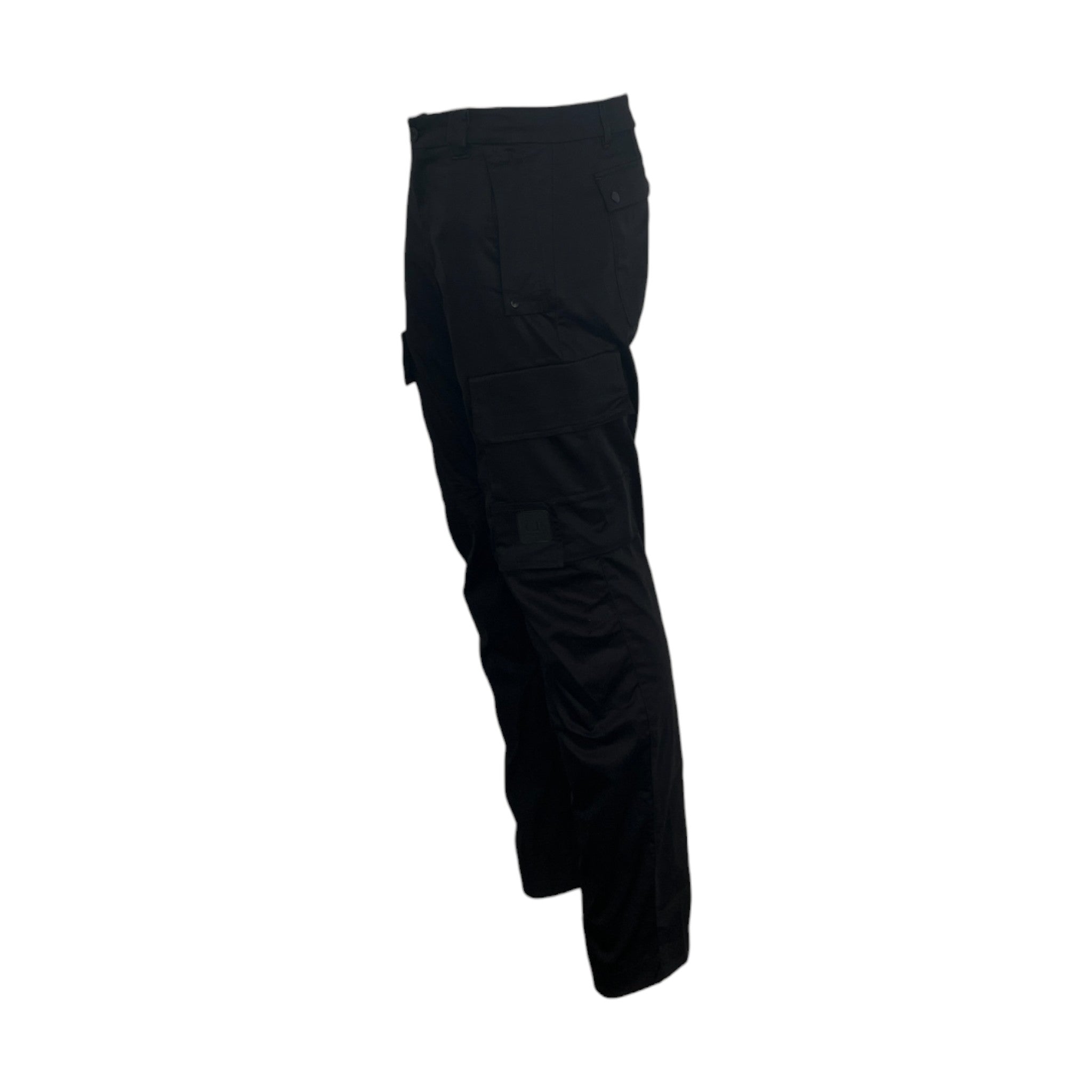 C.P. Company Black Stretch Satin Cargo Pants