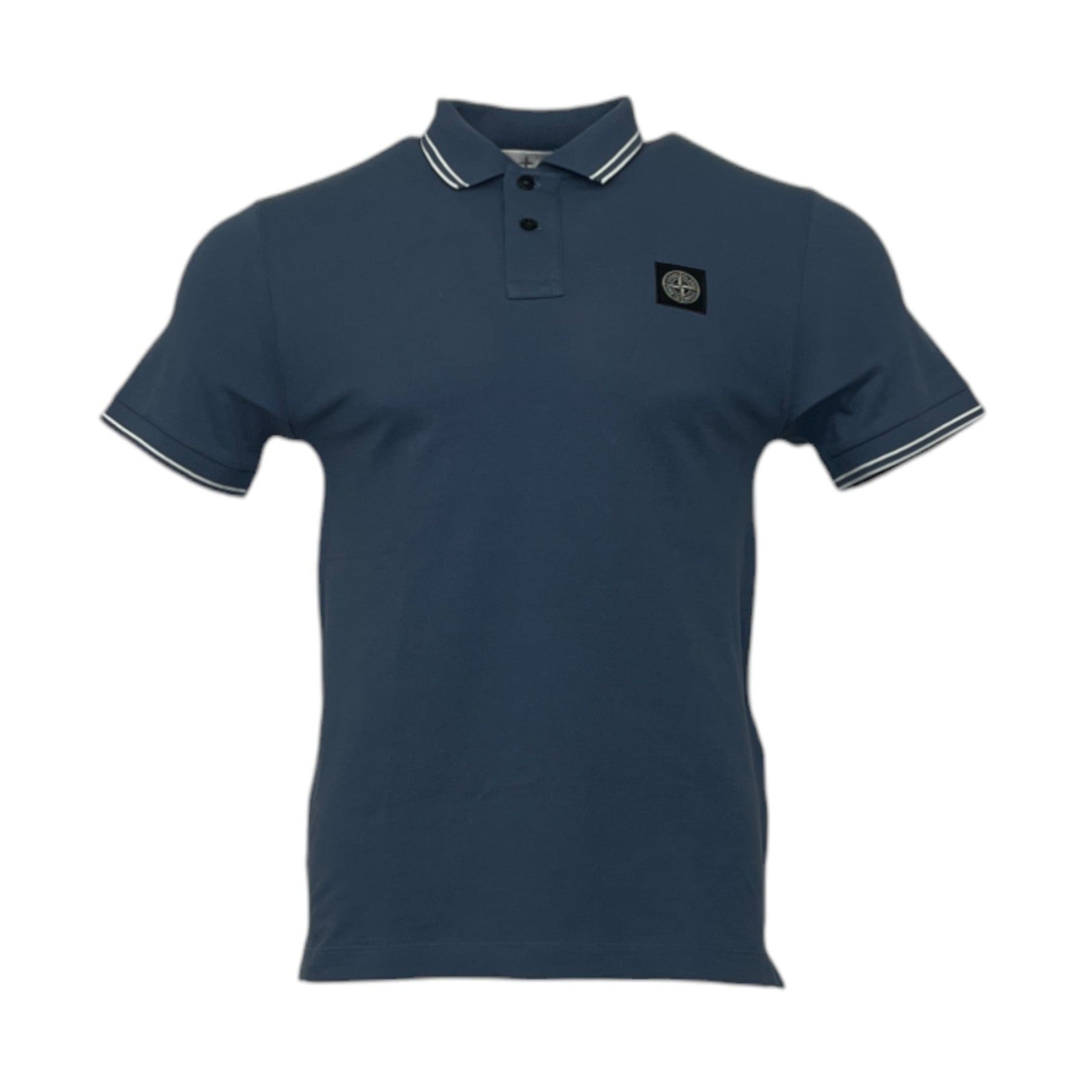 Stone Island Blue Cotton Polo Shirt