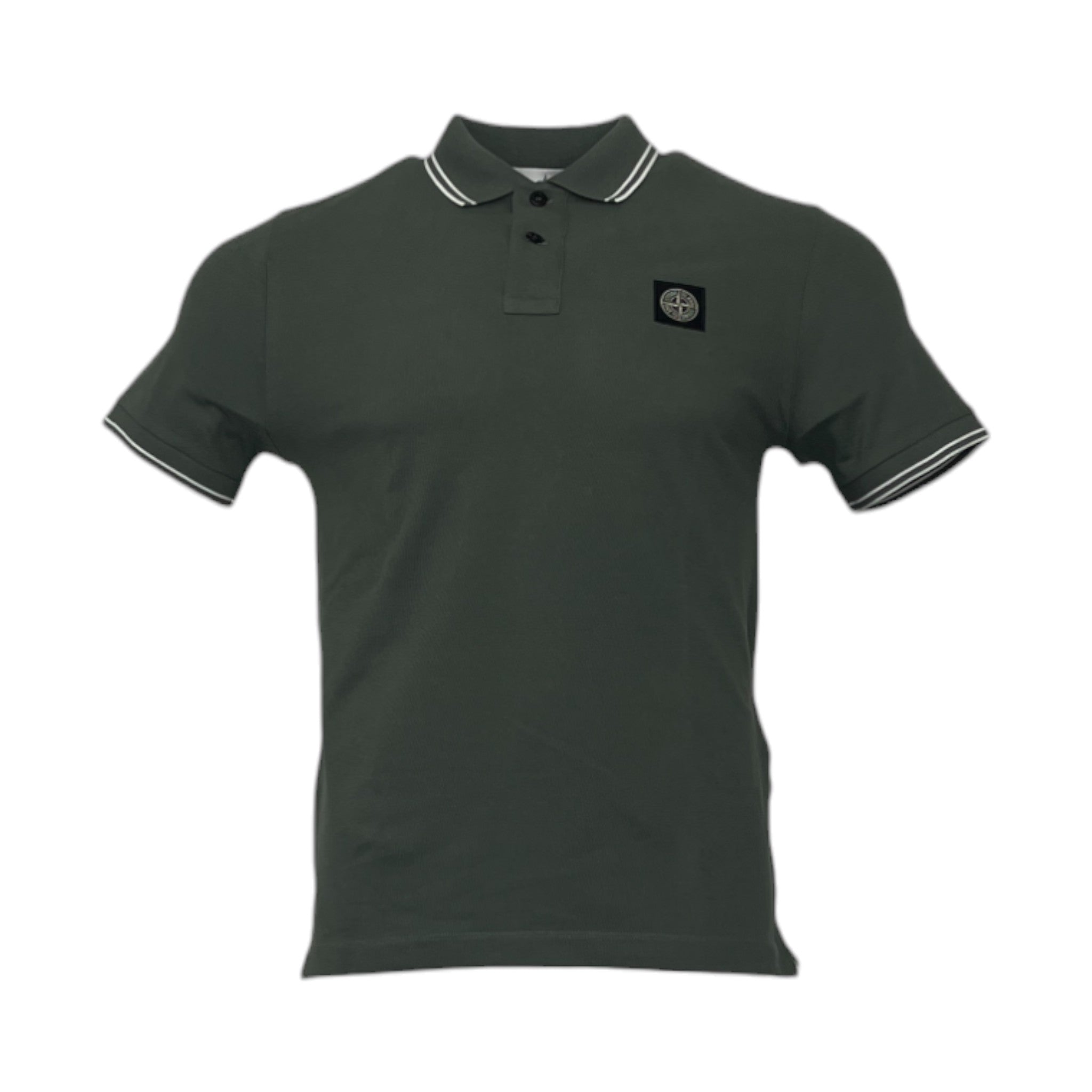 Stone Island Khaki Green Cotton Polo Shirt