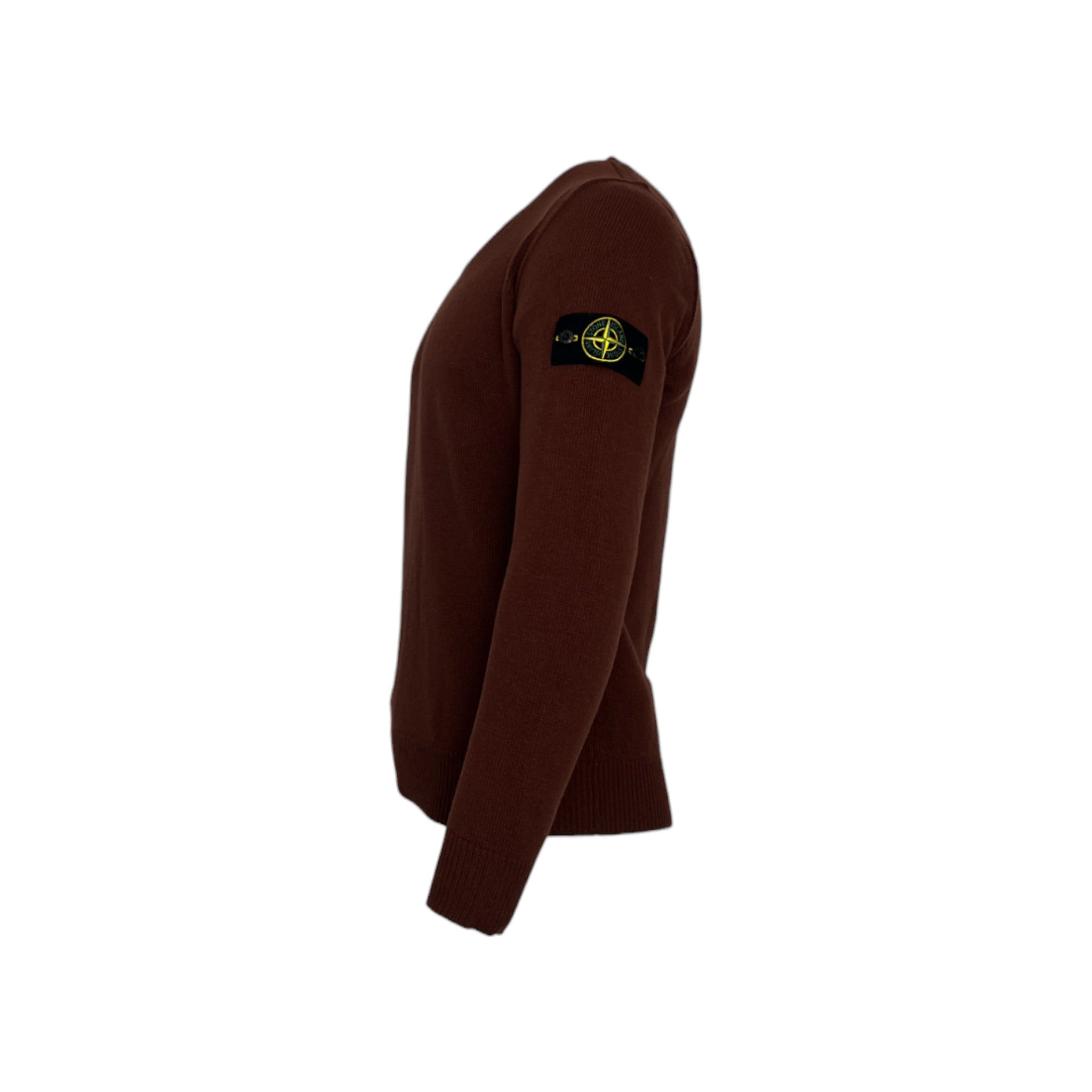 Stone Island Knitted Burgundy V-neck Sweatshirt