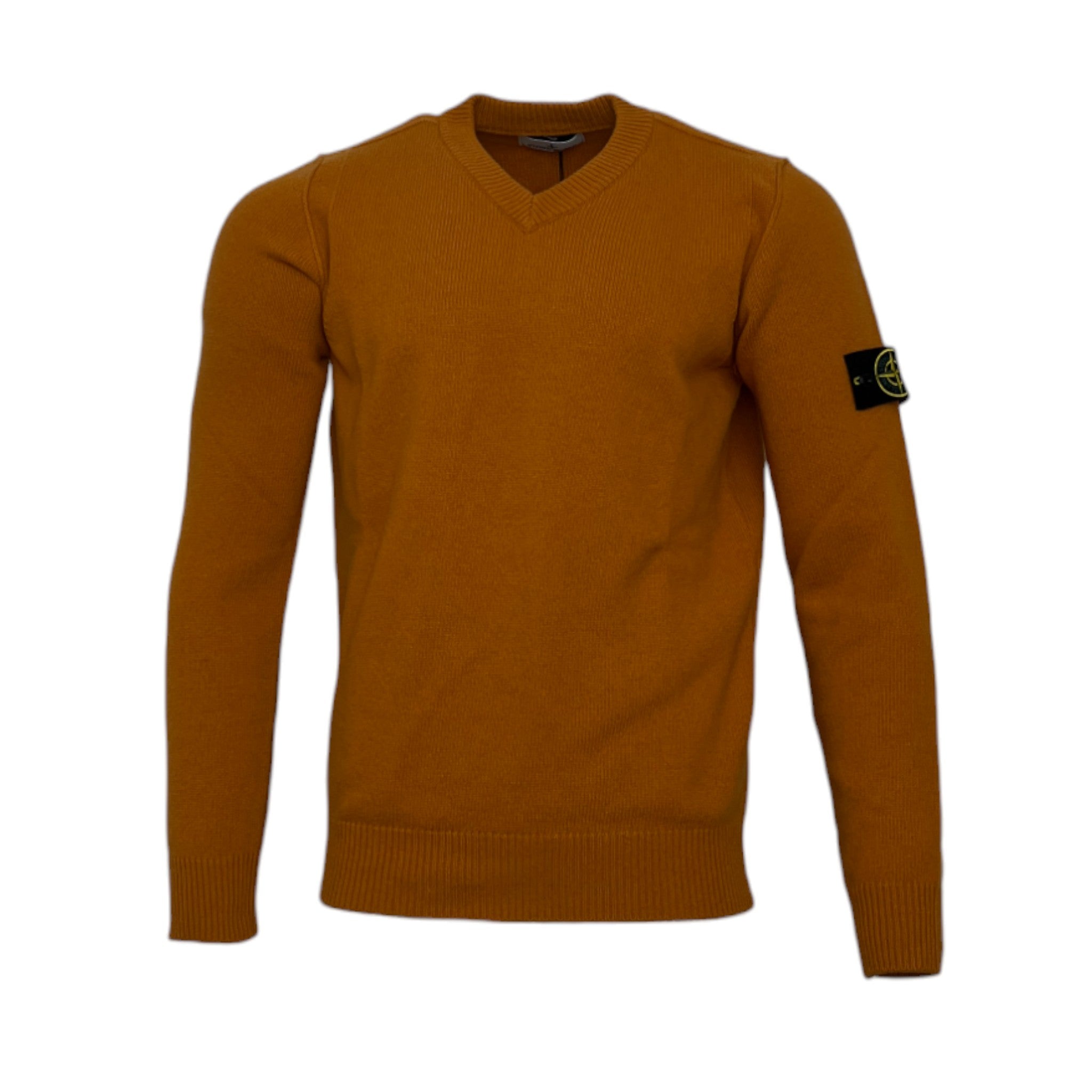 Stone Island Knitted Orange V-neck Sweatshirt