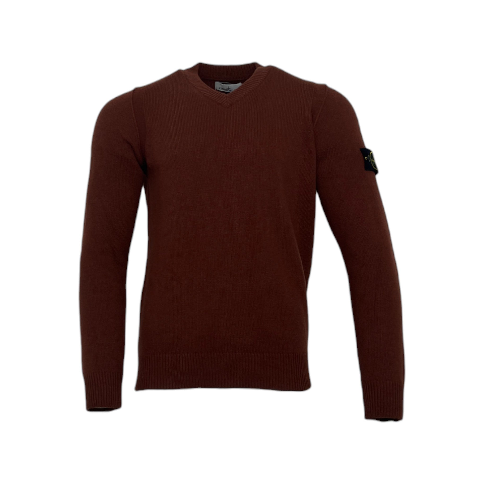 Stone Island Knitted Burgundy V-neck Sweatshirt