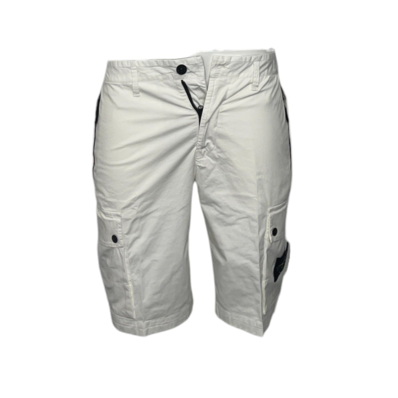 Stone Island White Bermuda Logo Shorts