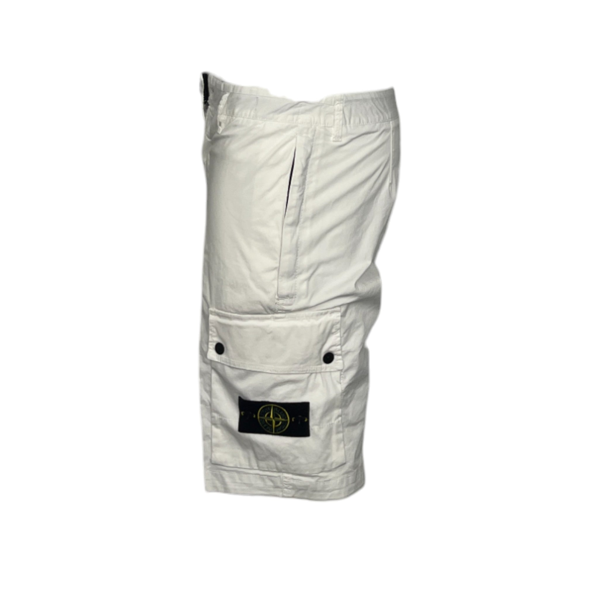 Stone Island White Bermuda Logo Shorts